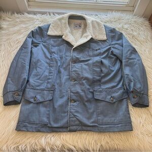 Vintage 70’s Lee Storm Rider Mens Jean Jacket Sherpa Lined Barn Coat Men’s L XL